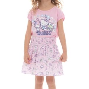 NEW Hello Kitty Pink Floral T-shirt & Skirt Outfit 3T